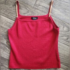 Vintage Michelle Antonelli Gold Red Shimmer Cami Gold Chain Strap Sz L